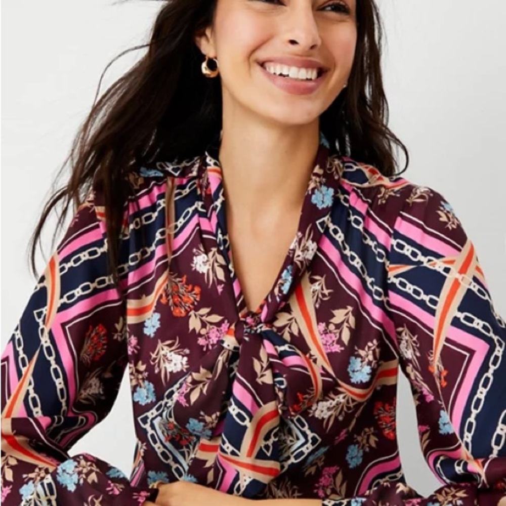 Floral Scarf Neck Blouse